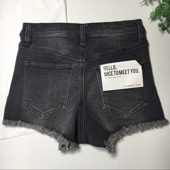 Celebrity Pink High Rise Gray Frayed Jean Shorts - Picture 4 of 8
